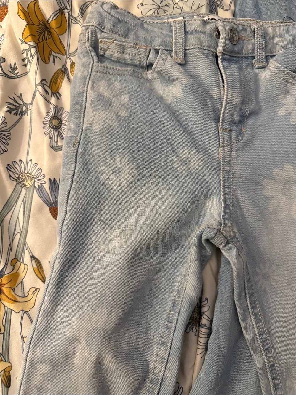 The Children's Place Light Blue Floral Print & Sequin Accent Jeans